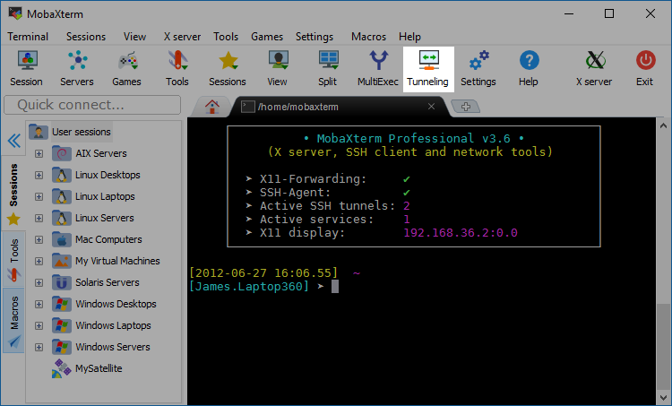 The "Tunneling" button